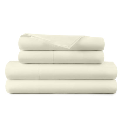 Whisper Organics 270 TC Percale Sheet Set with Picot Embroidery, Natural – product shot