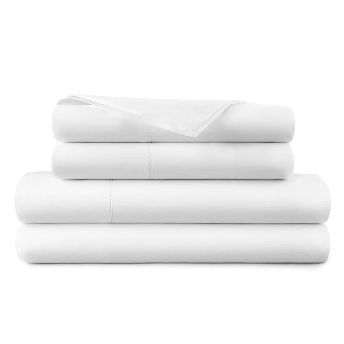 Whisper Organics 270 TC Percale Sheet Set with Picot Embroidery, White – product shot