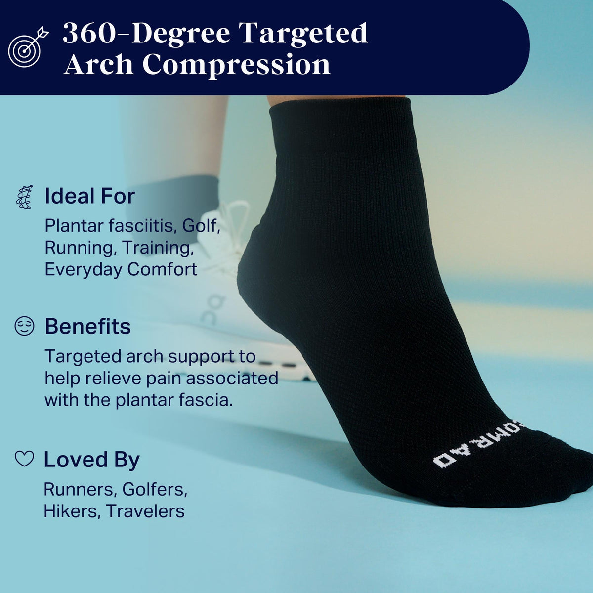 Comrad Quarter Ankle Compression Socks, Denim – product photo
