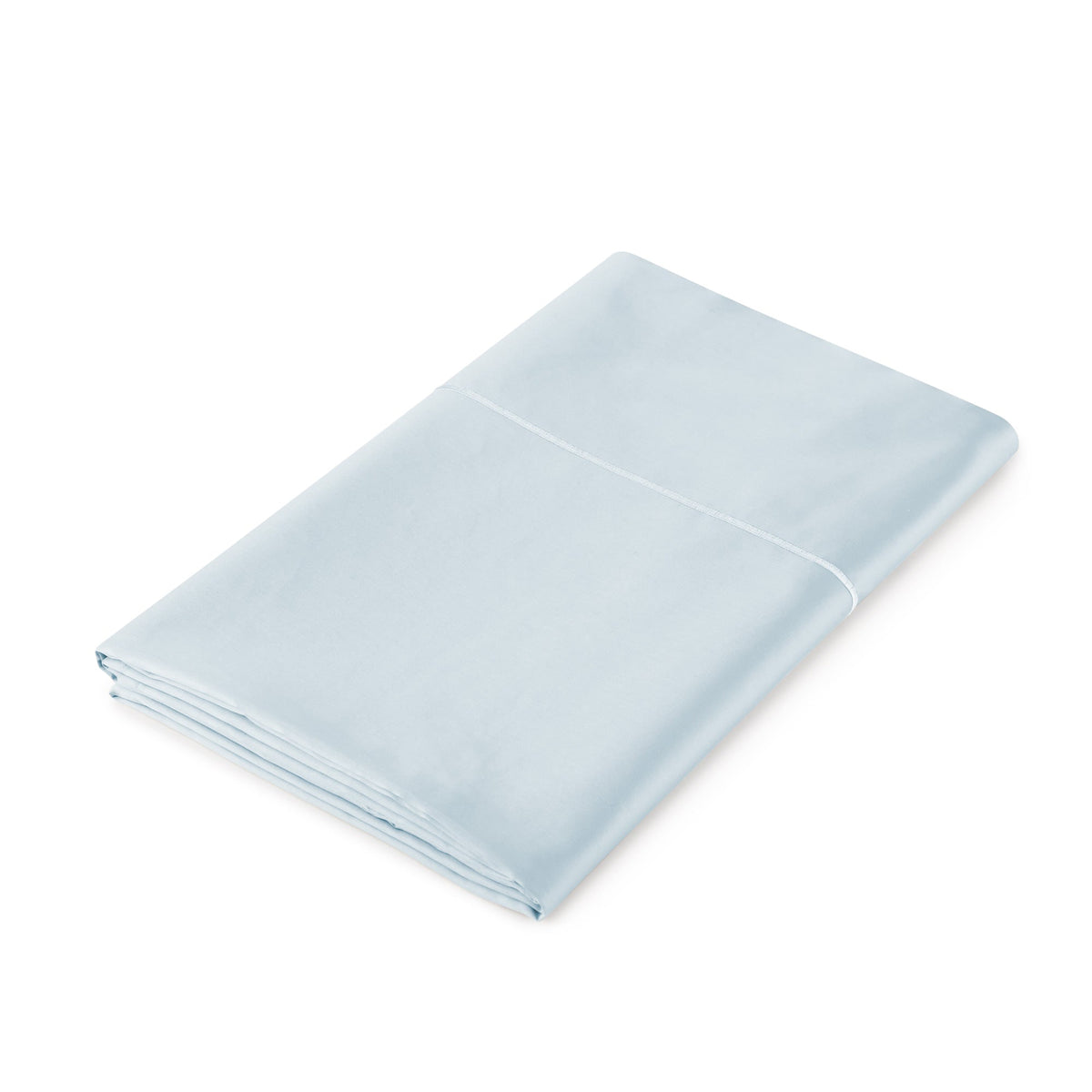 Whisper Organics 500 TC Organic Sateen Flat Sheet, Powder Blue – flat lay