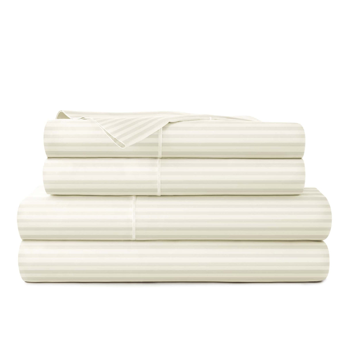 Whisper Organics 300 TC Organic Sateen Sheet Set, Ivory Stripe – product photo