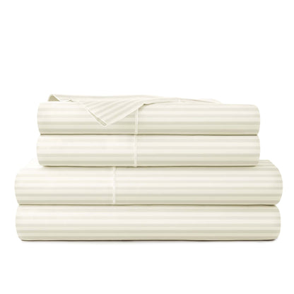 Whisper Organics 300 TC Organic Sateen Sheet Set, Ivory Stripe – product photo