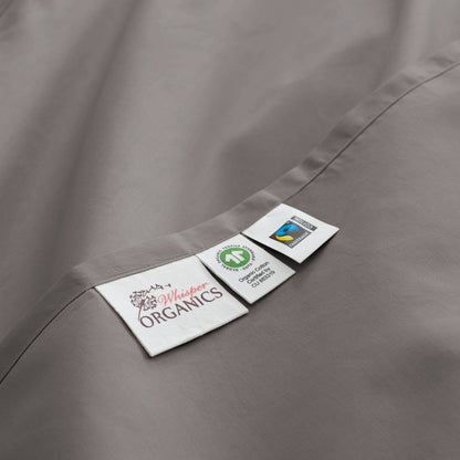 Whisper Organics 300 TC Organic Sateen Pillowcase Set, Stone – label close-up