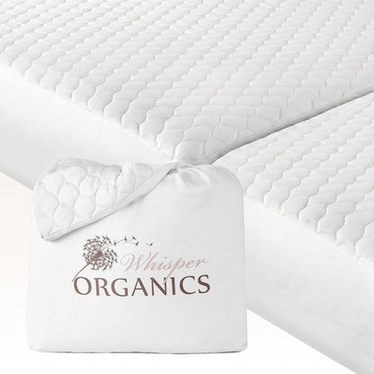Whisper Organics Organic Cotton Quilted Mattress Pad, White – product photo