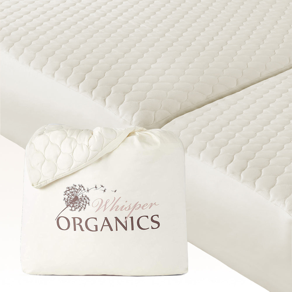 Whisper Organics Organic Cotton Quilted Mattress Pad, Ivory – product photo