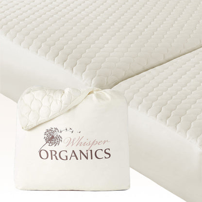 Whisper Organics Organic Cotton Quilted Mattress Pad, Ivory – product photo