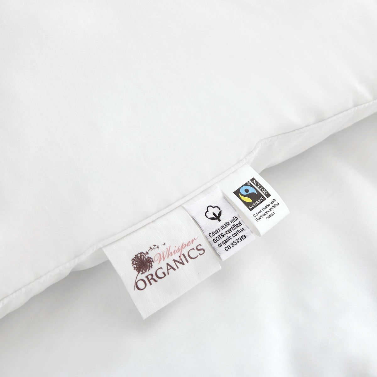 Whisper Organics Down Alternative Hollow Fiber Pillow – detail view