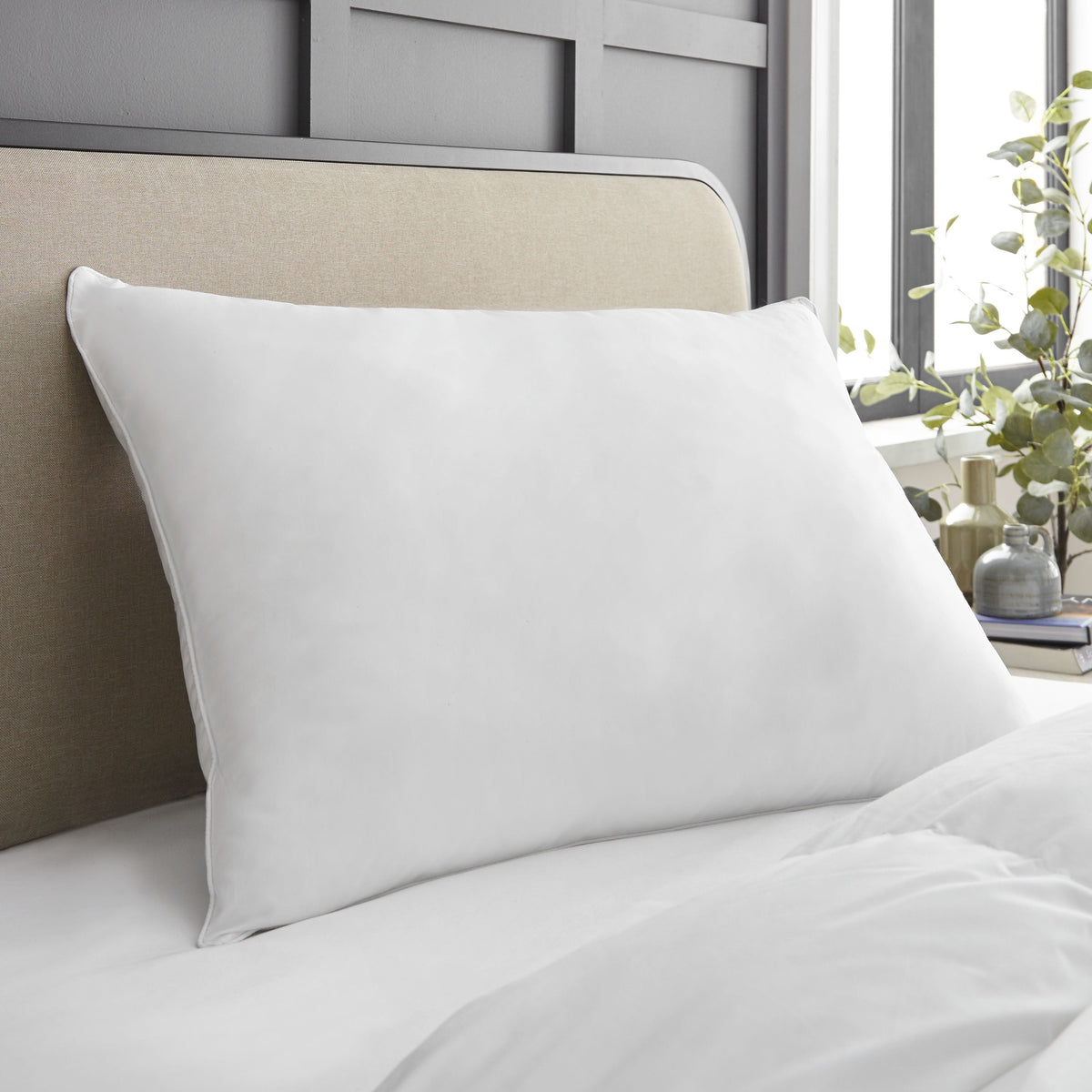 Whisper Organics Down Alternative Hollow Fiber Pillow – lifestyle photo