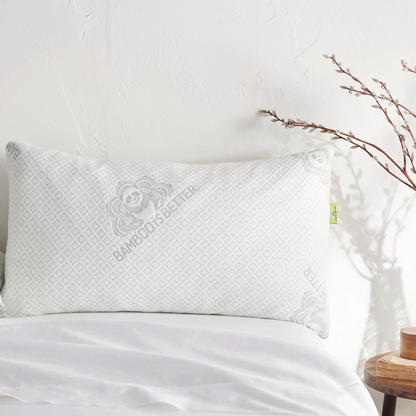 Bamboo is Better Adjustable Bamboo Cooling Bed Pillow – on a bed