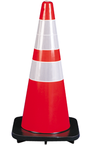 Orange vinyl traffic safety cone, alternate view 2