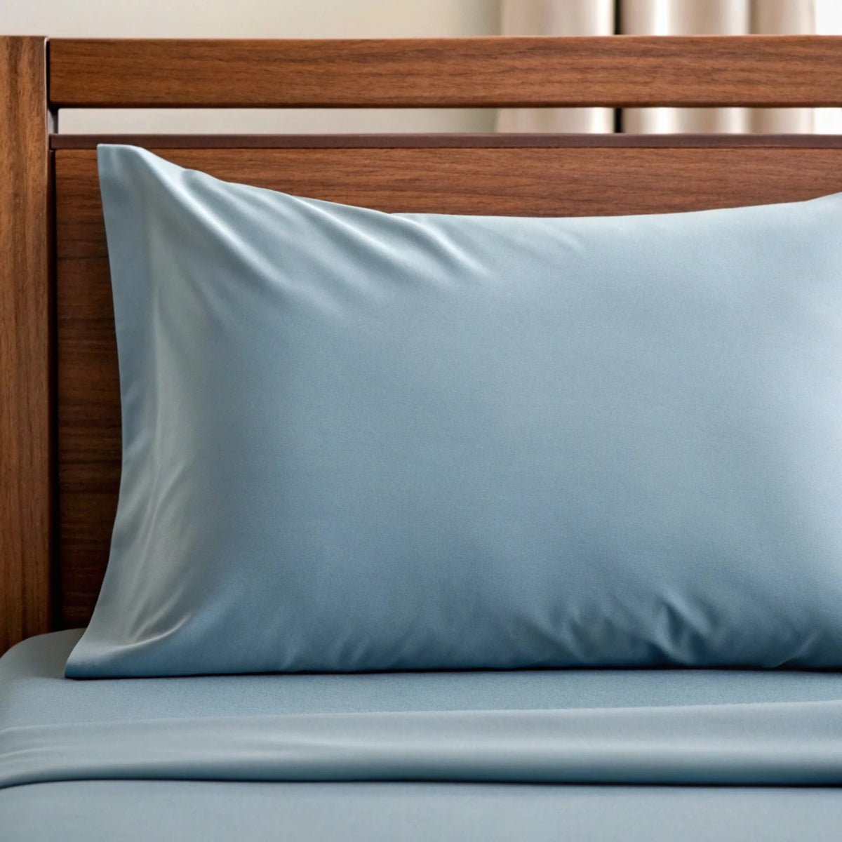 Bamboo is Better Copper Infused Bamboo Pillowcase, Dusty Blue – fabric close-up