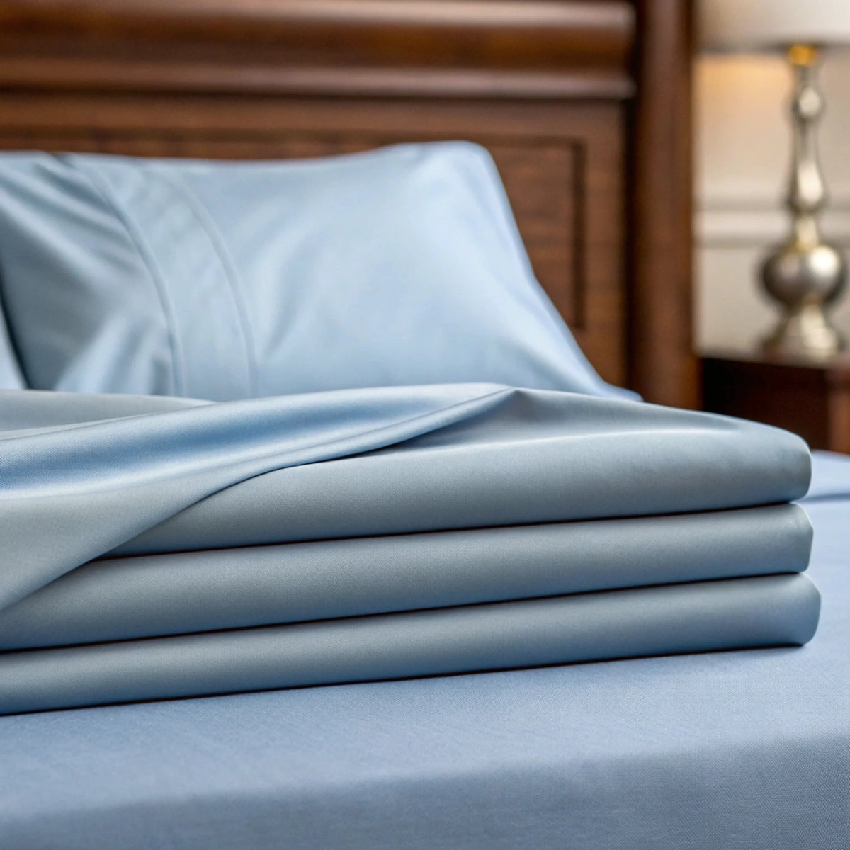 Bamboo is Better Copper Infused Bamboo Sheet Set, Dusty Blue – fabric close-up