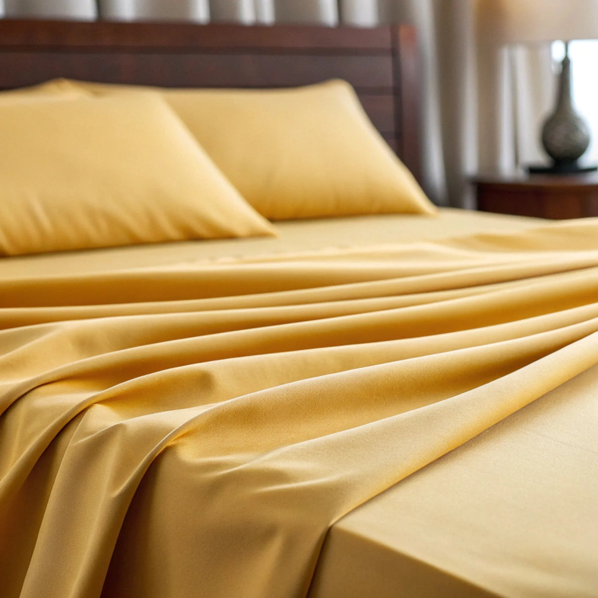Bamboo is Better Copper Infused Bamboo Sheet Set, Mustard – fabric close-up