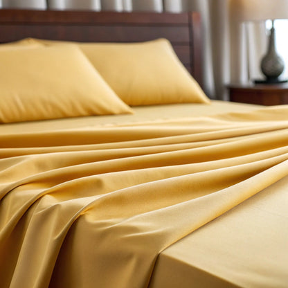 Bamboo is Better Copper Infused Bamboo Sheet Set, Mustard – fabric close-up