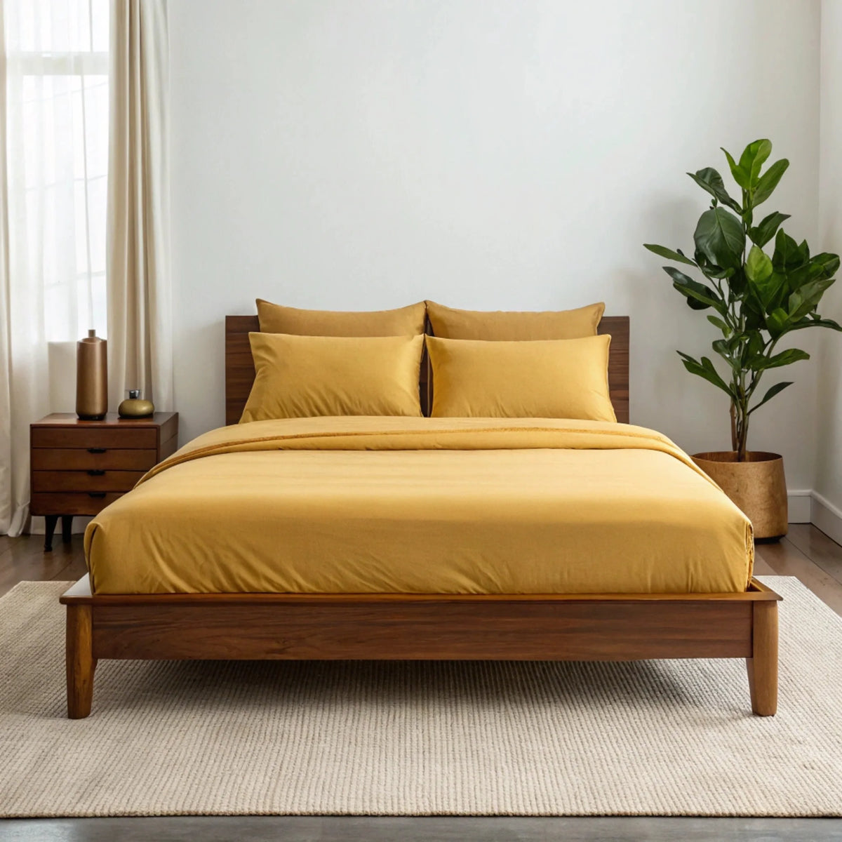 Bamboo is Better Copper Infused Bamboo Sheet Set, Mustard – lifestyle photo