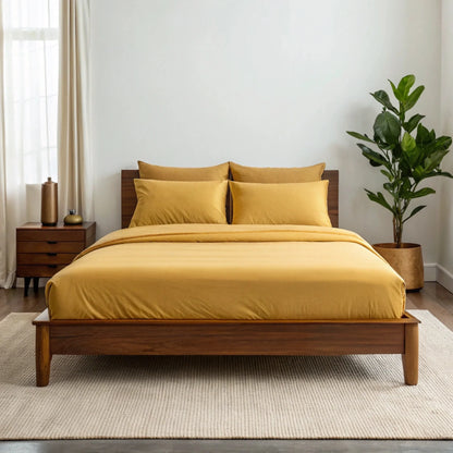 Bamboo is Better Copper Infused Bamboo Sheet Set, Mustard – lifestyle photo