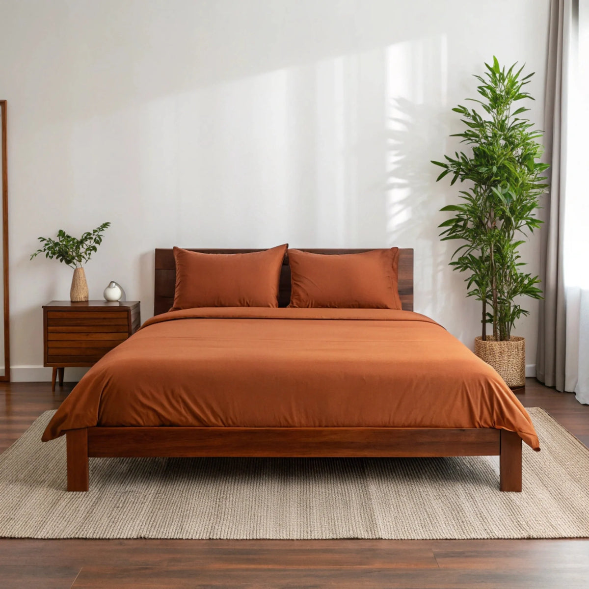 Bamboo is Better Copper Infused Bamboo Sheet Set, Rust – lifestyle photo