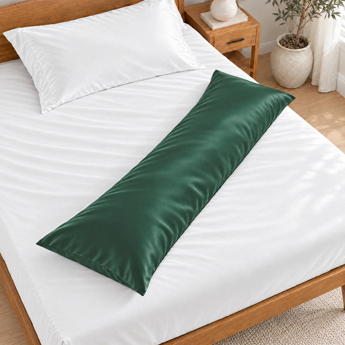 Bamboo is Better Cooling Bamboo Body Pillowcase, Emerald Green – overhead view