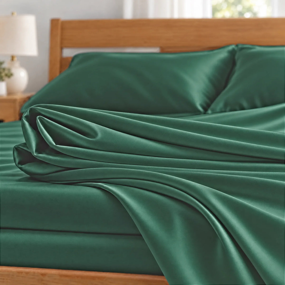 Bamboo is Better Cooling Bamboo Body Pillowcase, Emerald Green – close-up