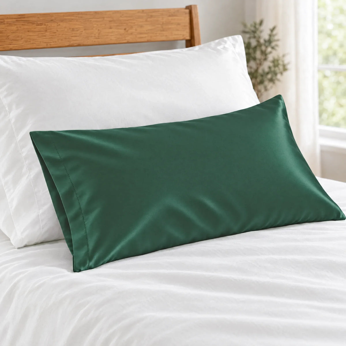 Bamboo is Better Cooling Bamboo Travel Pillowcase, Emerald Green – close-up