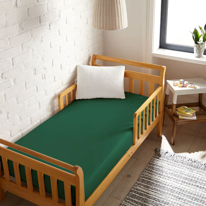 Bamboo is Better Cooling Bamboo Crib Fitted Sheet, Emerald Green – overhead view