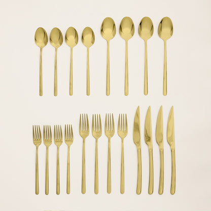 Italic Emilia Mirror 20-Piece Flatware Set, Gold – product photo