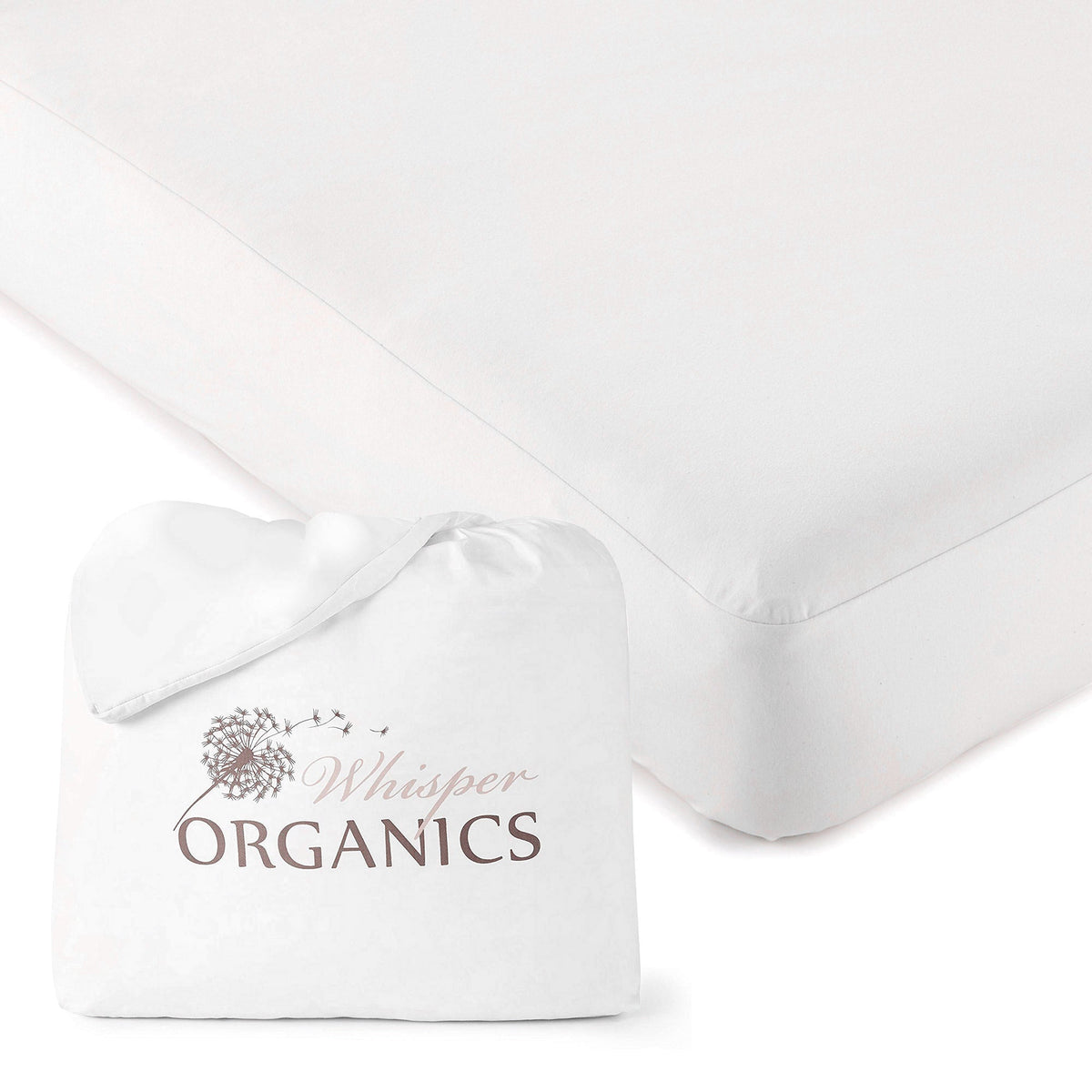 Whisper Organics Organic Waterproof Jersey Knit Mattress Cover – with packaging