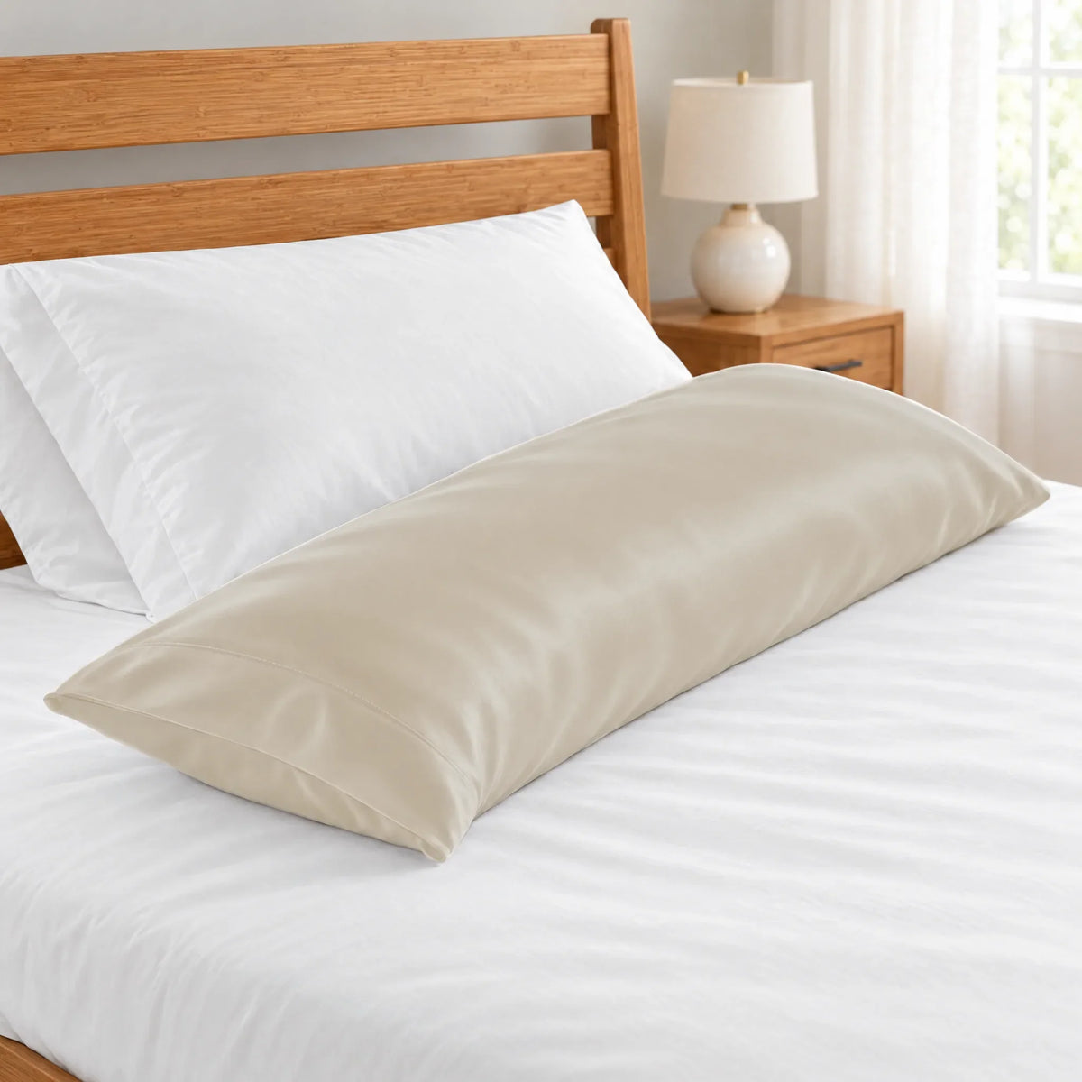 Bamboo is Better Cooling Bamboo Body Pillowcase, Ivory – close-up