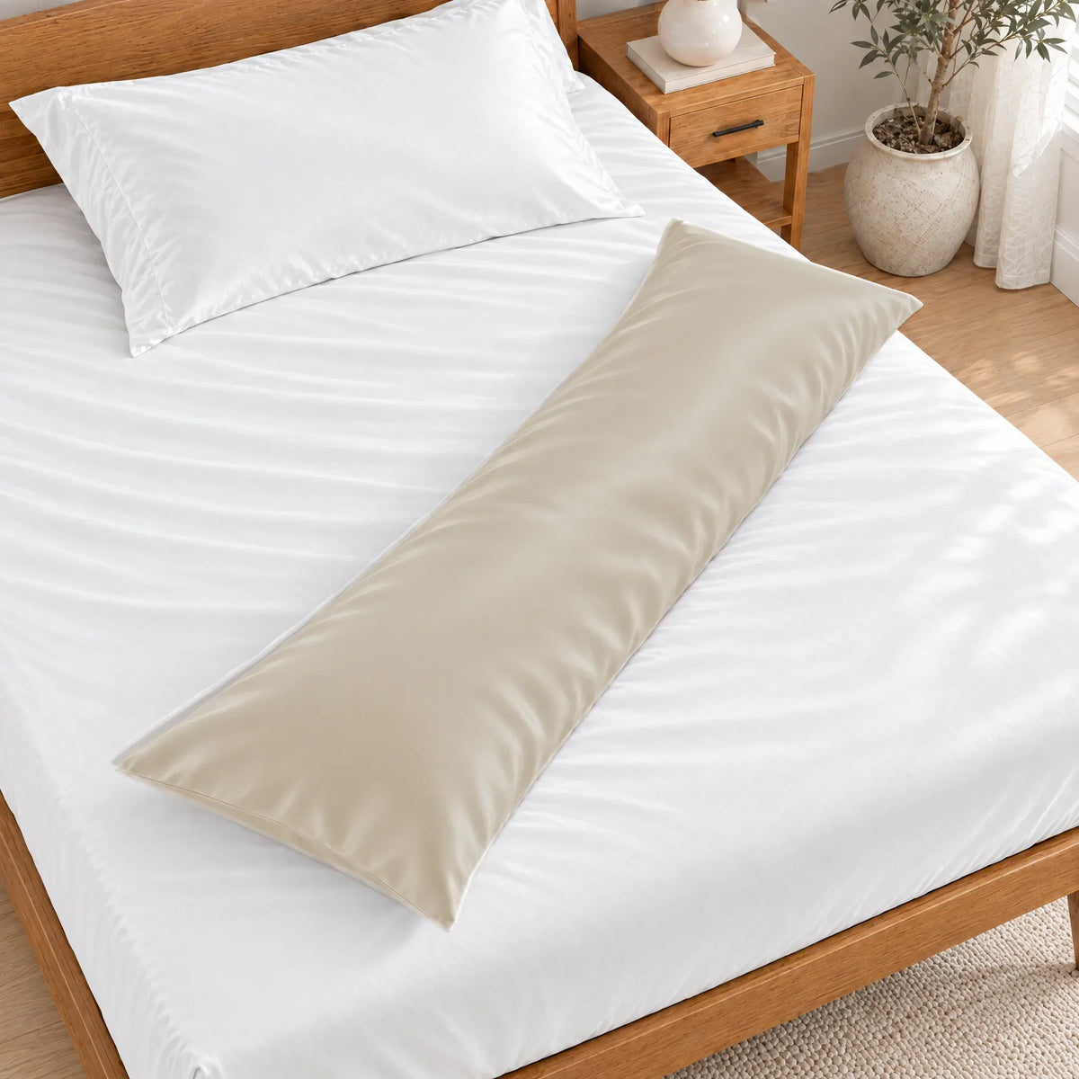 Bamboo is Better Cooling Bamboo Body Pillowcase, Ivory – overhead view