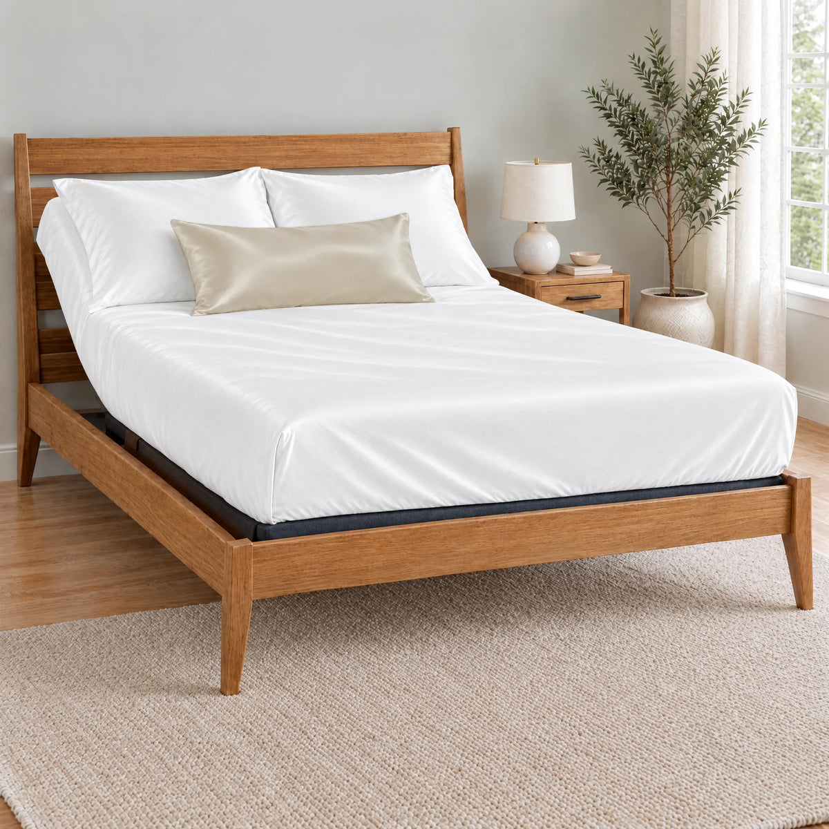 Bamboo is Better Cooling Bamboo Travel Pillowcase, Ivory – on a made bed