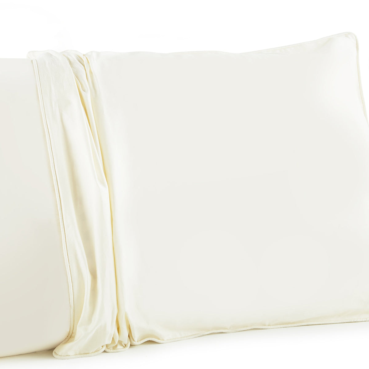 Whisper Organics 500 TC Organic Cotton Pillow Protector, Ivory – draped view