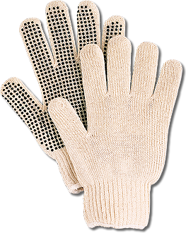 Cotton Black Dot Reversible Work Gloves - One Dozen 12 Pairs