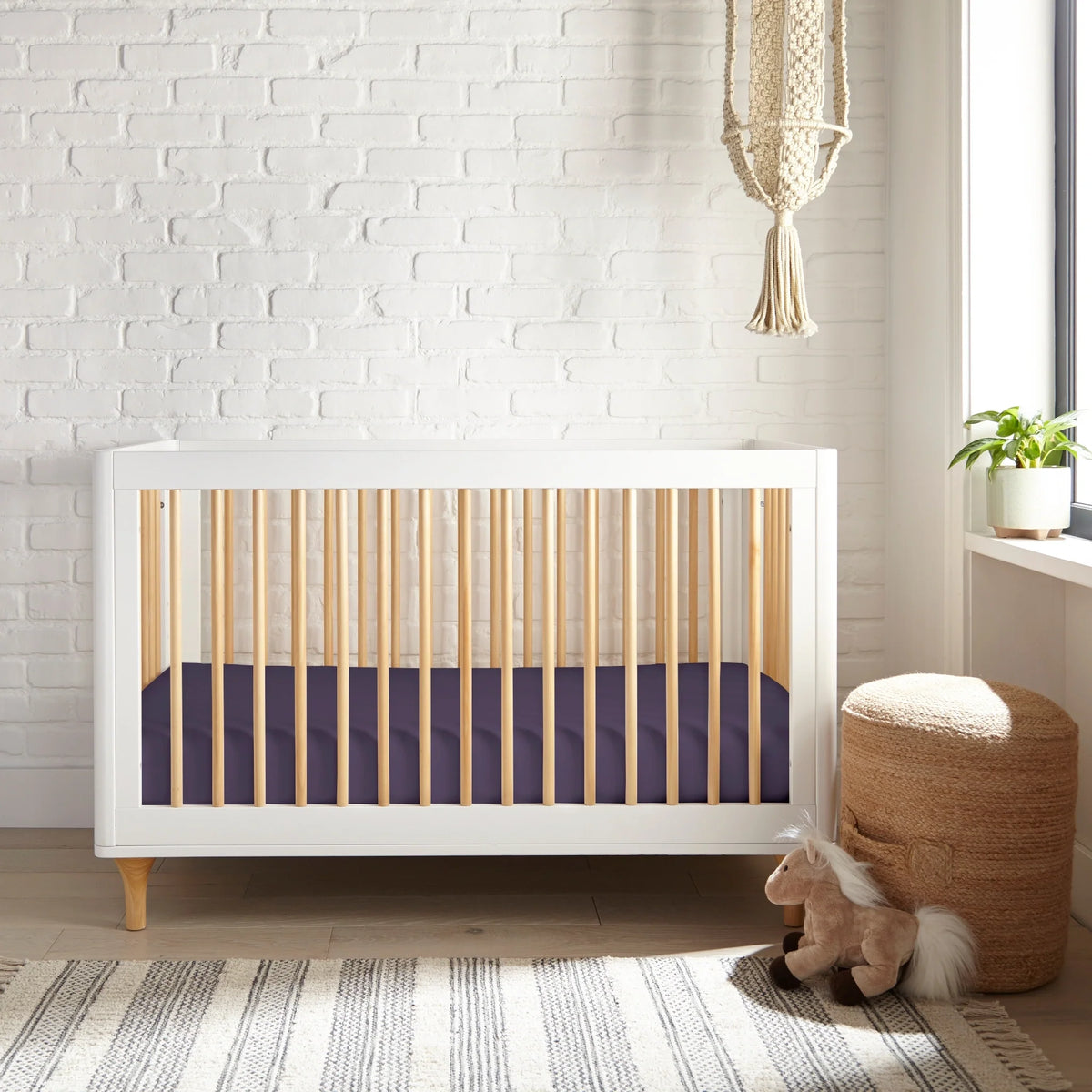 Bamboo is Better Cooling Bamboo Crib Fitted Sheet, Royal Purple – side view