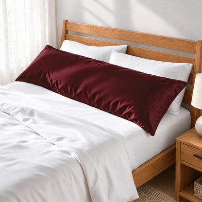 Bamboo is Better Cooling Bamboo Body Pillowcase, Ruby Red – angled foot-of-bed view