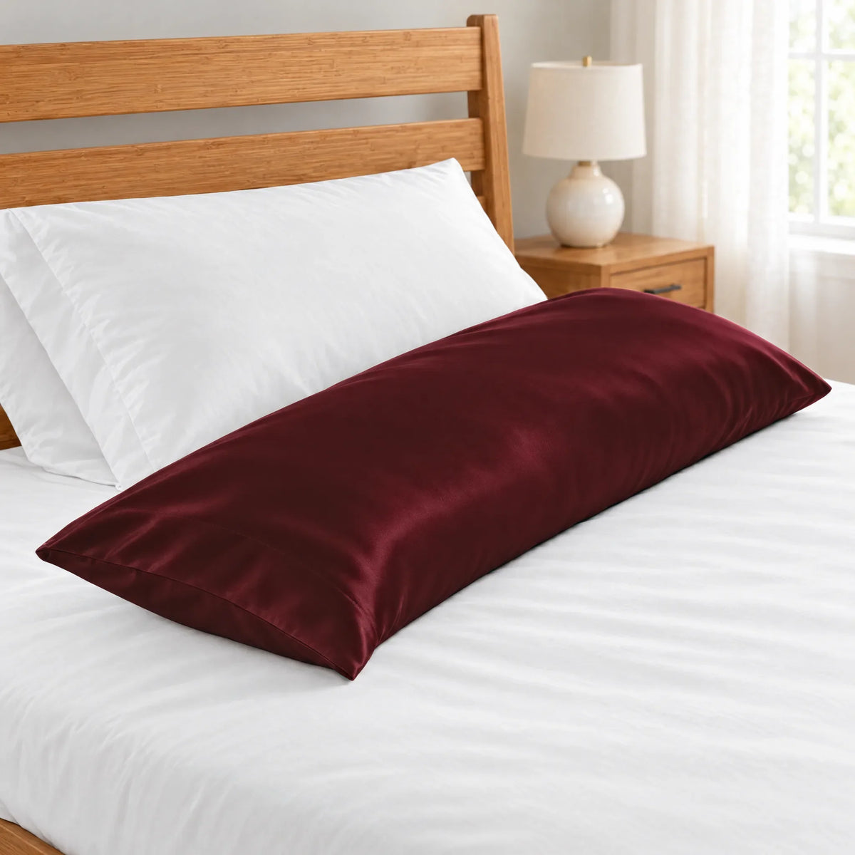 Bamboo is Better Cooling Bamboo Body Pillowcase, Ruby Red – close-up