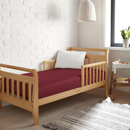 Bamboo is Better Cooling Bamboo Crib Fitted Sheet, Ruby Red – side view