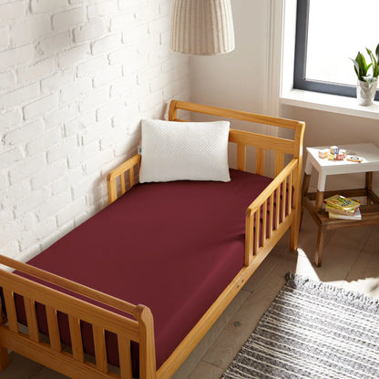 Bamboo is Better Cooling Bamboo Crib Fitted Sheet, Ruby Red – overhead view