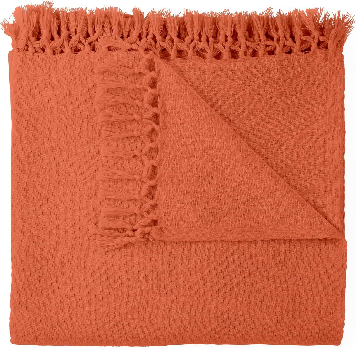 Whisper Organics Diamond Jacquard Organic Throw, Rust – product photo