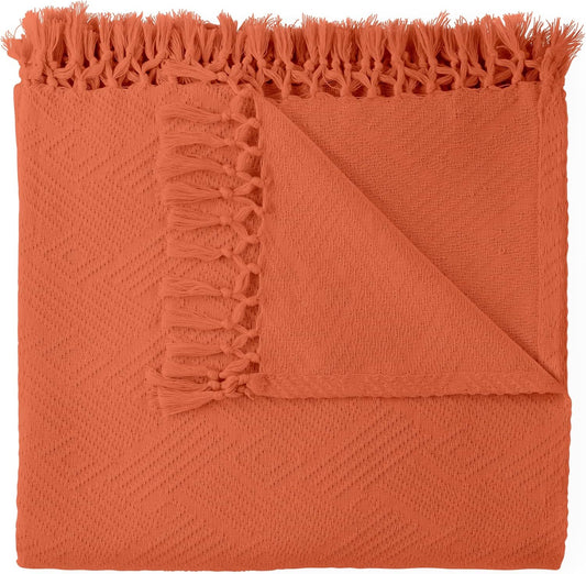Whisper Organics Diamond Jacquard Organic Throw, Rust – product photo