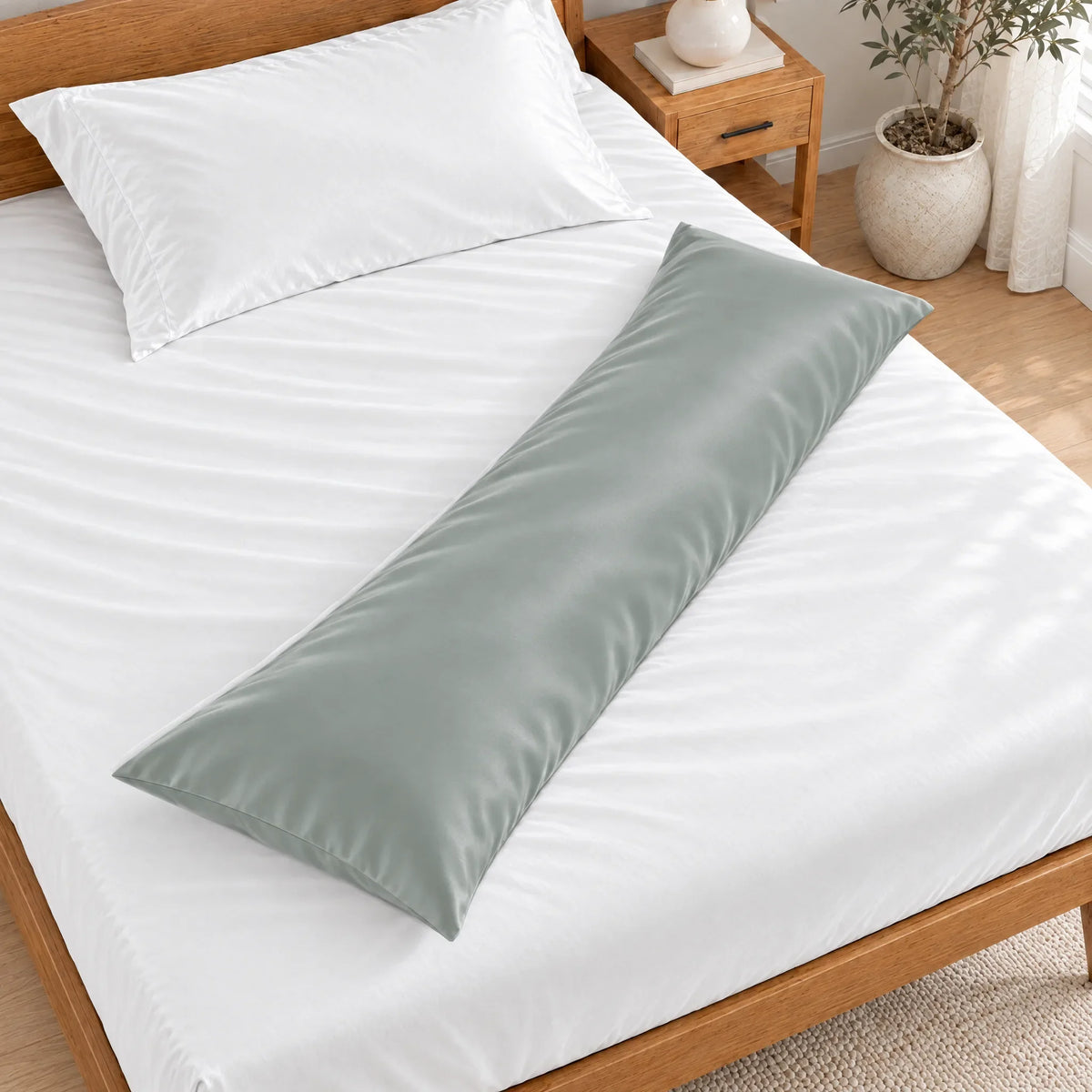 Bamboo is Better Cooling Bamboo Body Pillowcase, Silver – overhead view