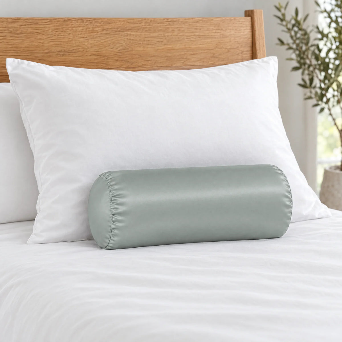 Bamboo is Better Cooling Bamboo Travel Pillowcase, Silver – size comparison with a queen pillow