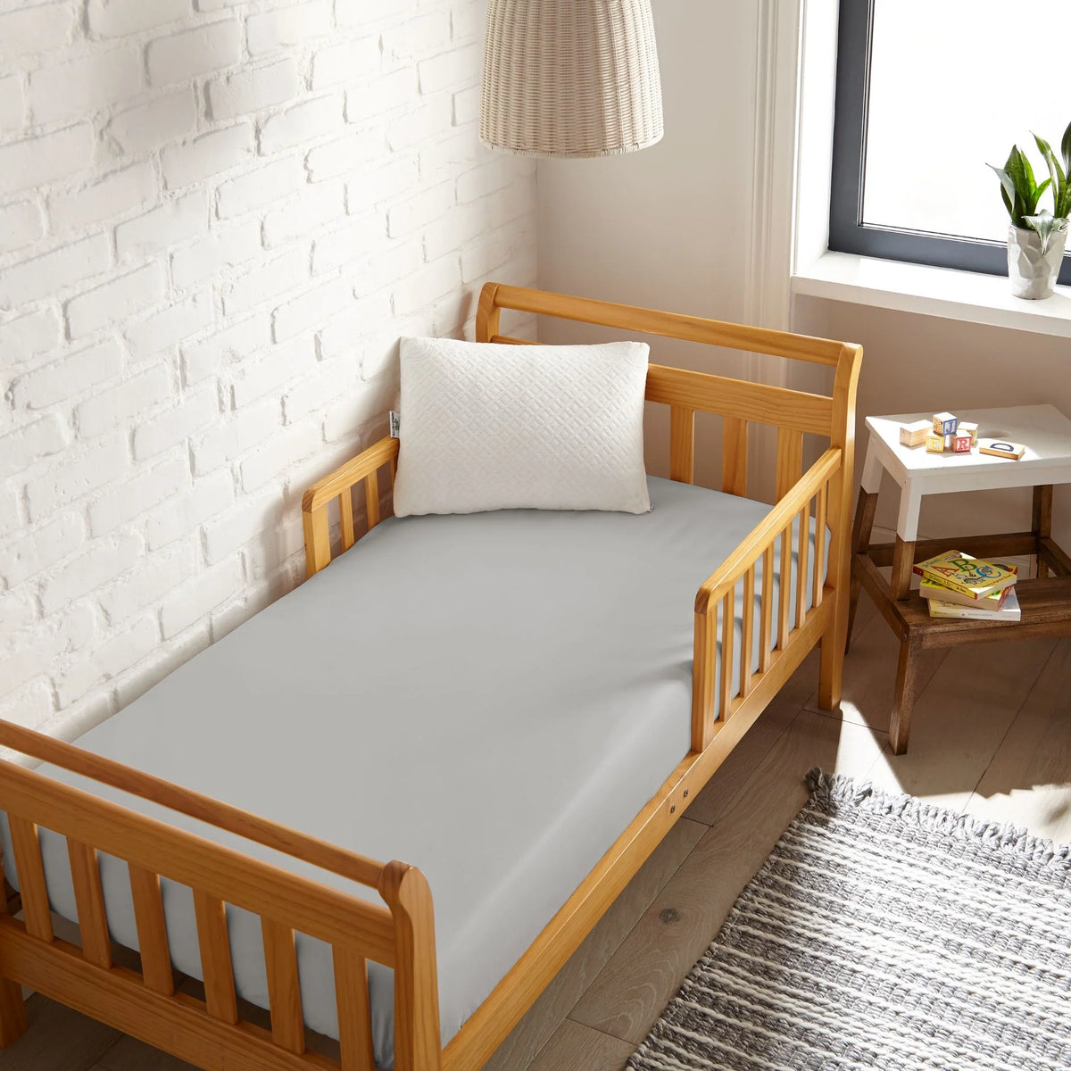 Bamboo is Better Cooling Bamboo Crib Fitted Sheet, Silver – overhead view