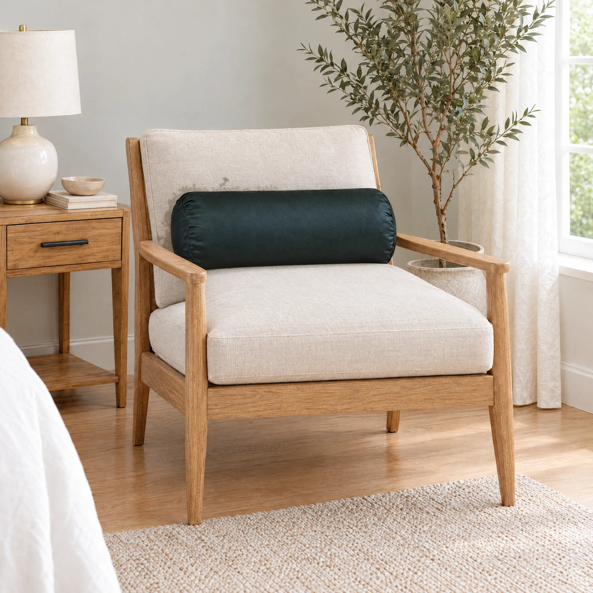 Bamboo is Better Cooling Bamboo Travel Pillowcase, Slate – on an armchair