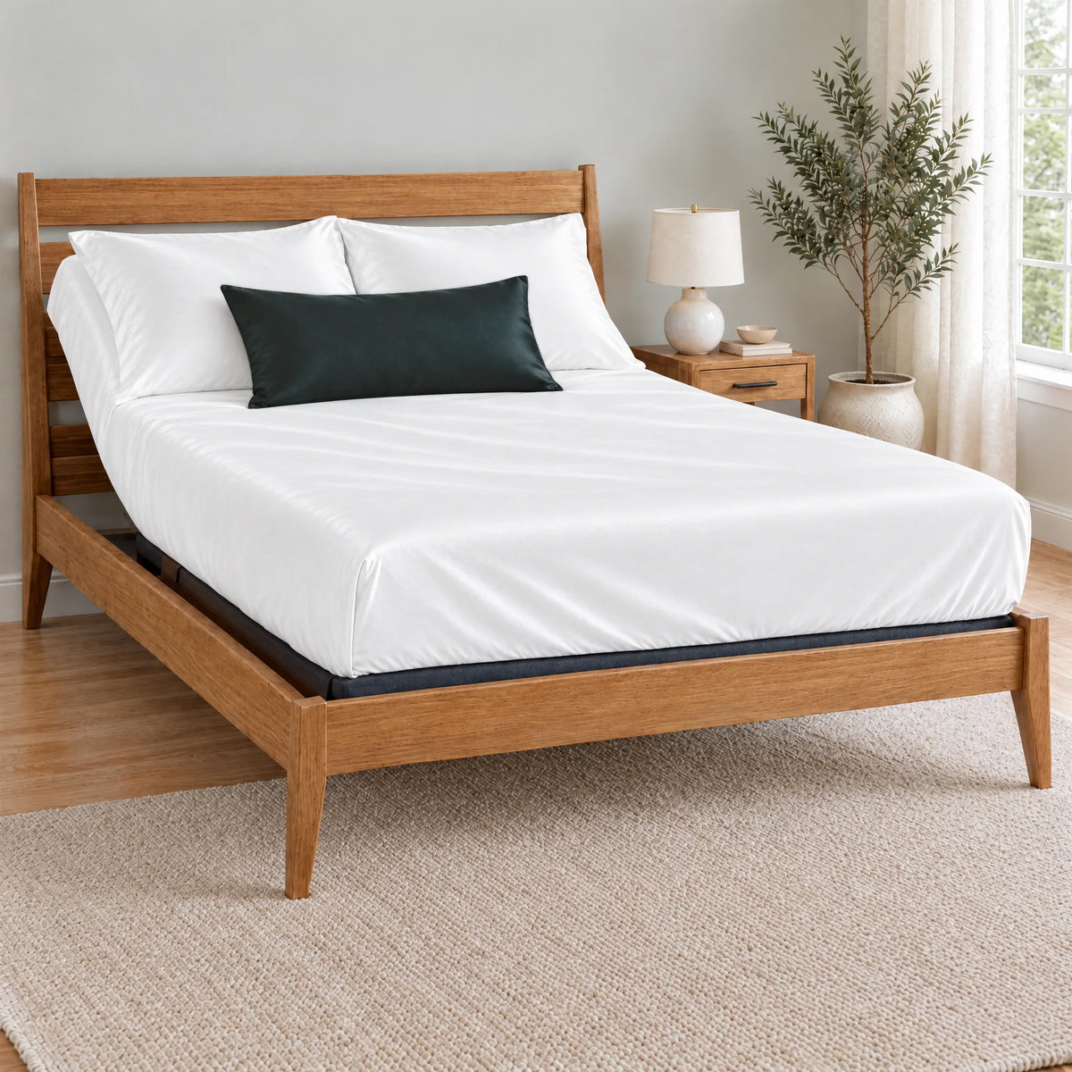 Bamboo is Better Cooling Bamboo Travel Pillowcase, Slate – on a made bed