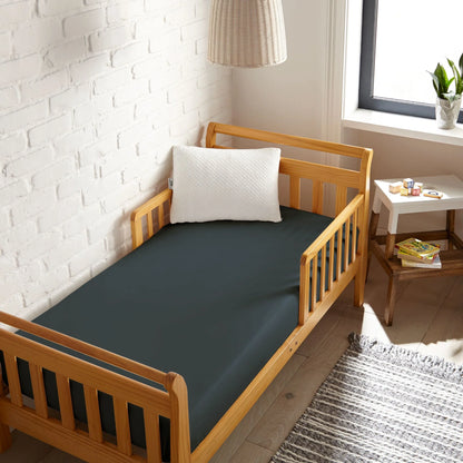 Bamboo is Better Cooling Bamboo Crib Fitted Sheet, Slate – overhead view