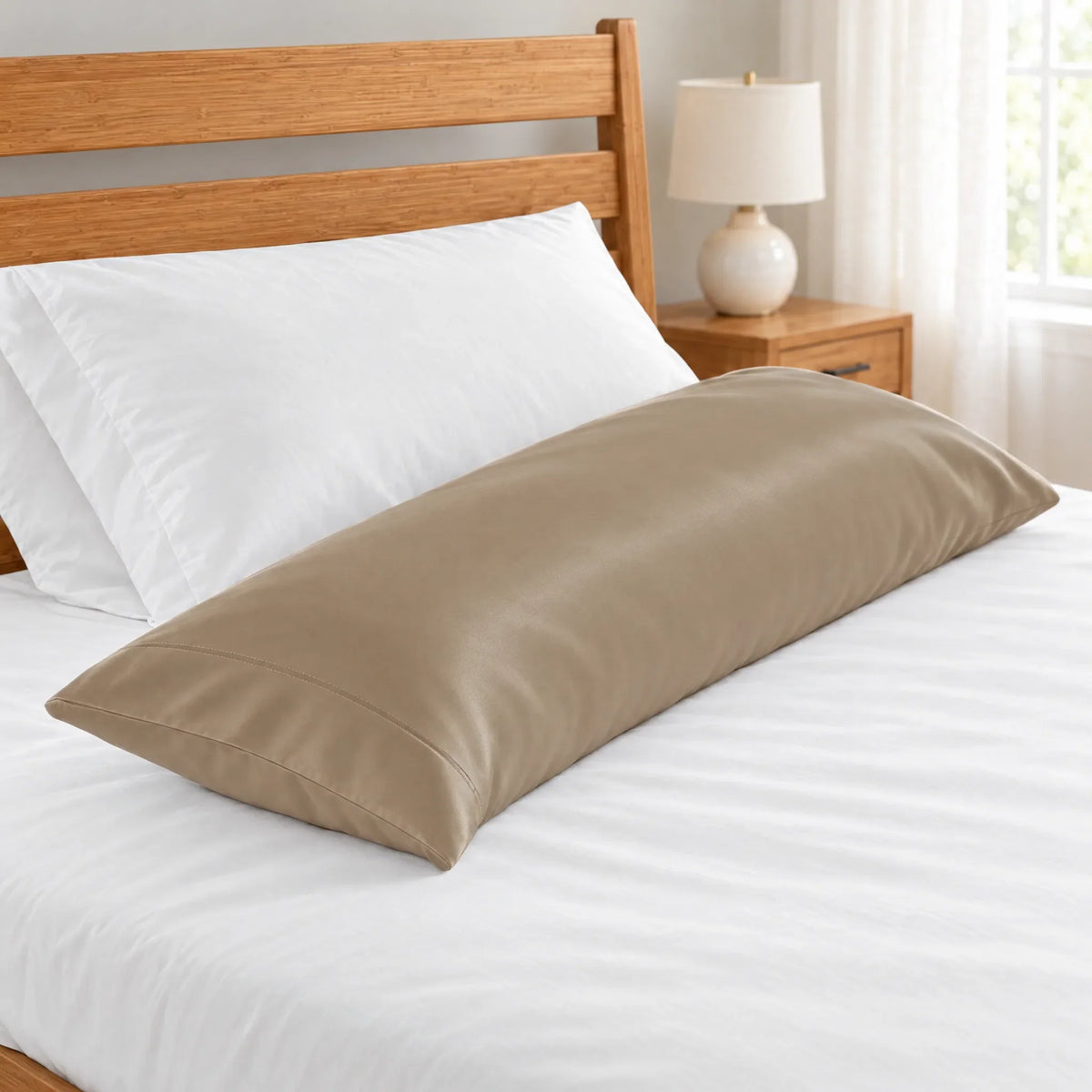 Bamboo is Better Cooling Bamboo Body Pillowcase, Taupe – close-up