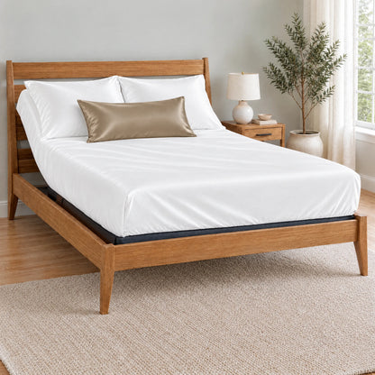 Bamboo is Better Cooling Bamboo Travel Pillowcase, Taupe – on a made bed