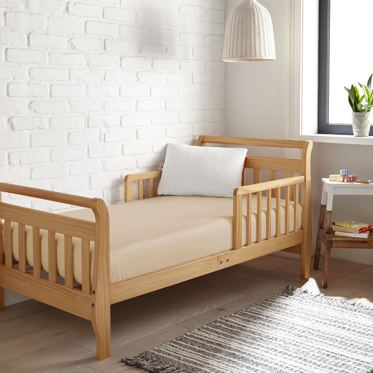 Bamboo is Better Cooling Bamboo Crib Fitted Sheet, Taupe – side view