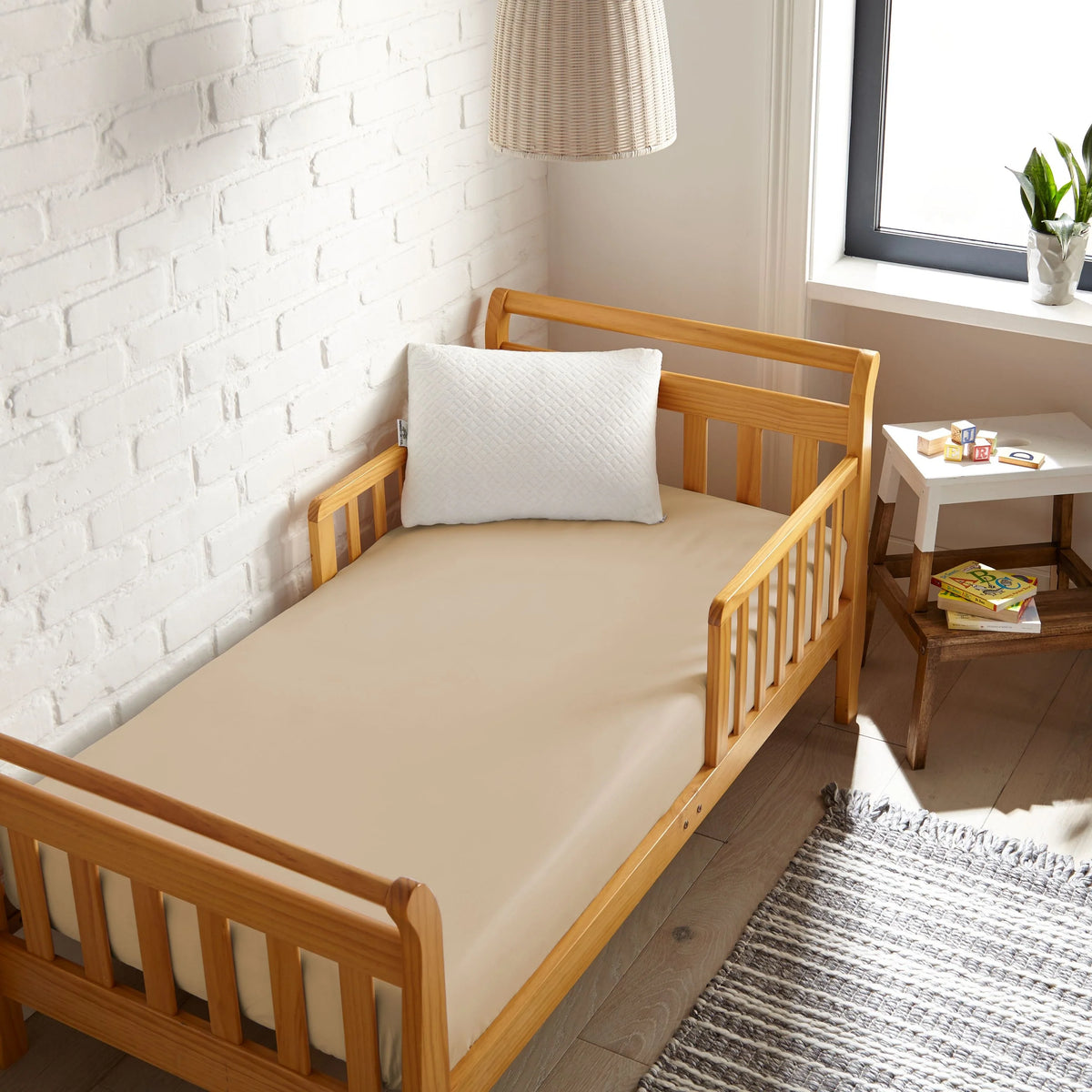 Bamboo is Better Cooling Bamboo Crib Fitted Sheet, Taupe – overhead view