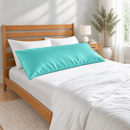 Bamboo is Better Cooling Bamboo Body Pillowcase, Tiffany Blue – head-of-bed view